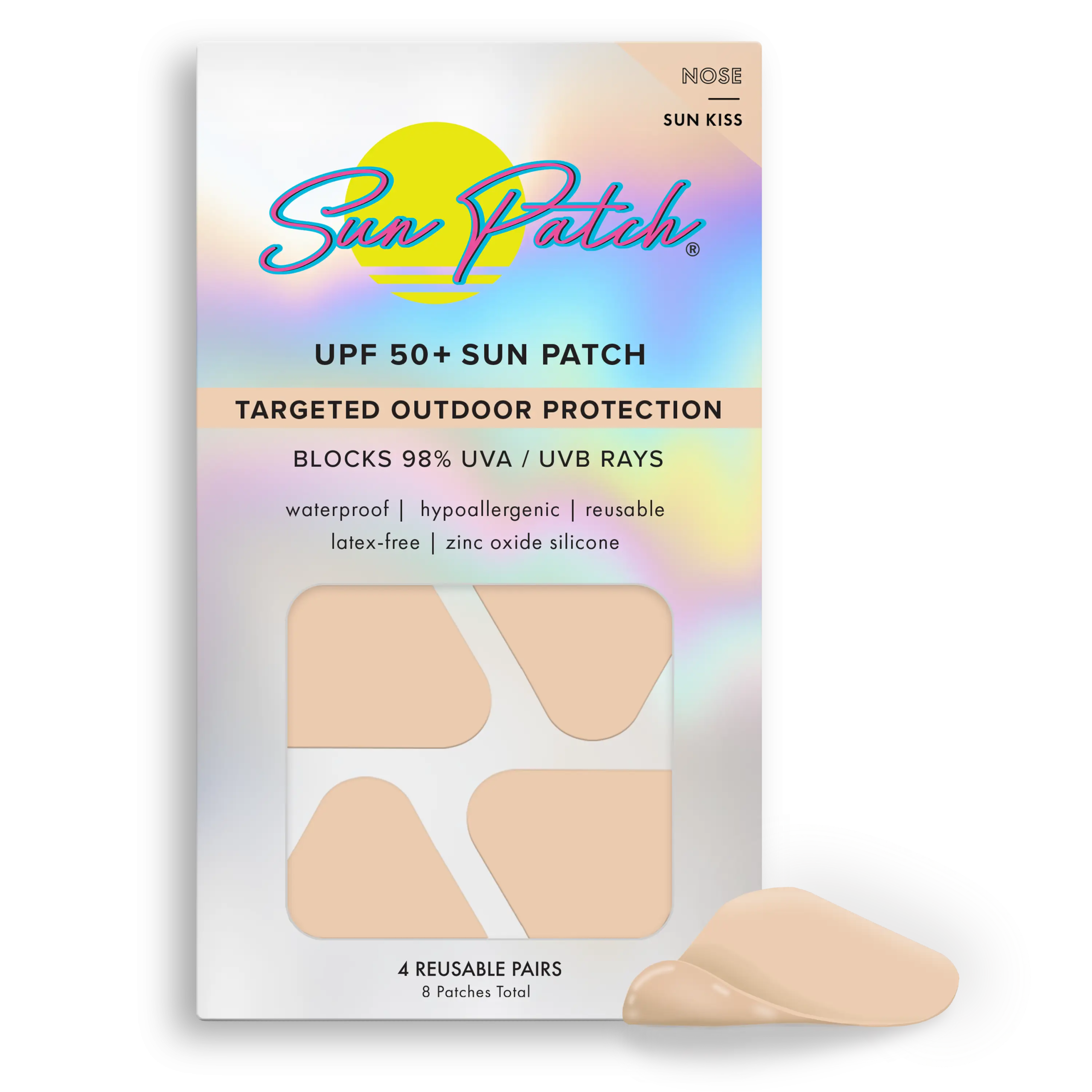 Sun Patch Nose UV UPF 50+ Protection, Nude, 4 Pairs