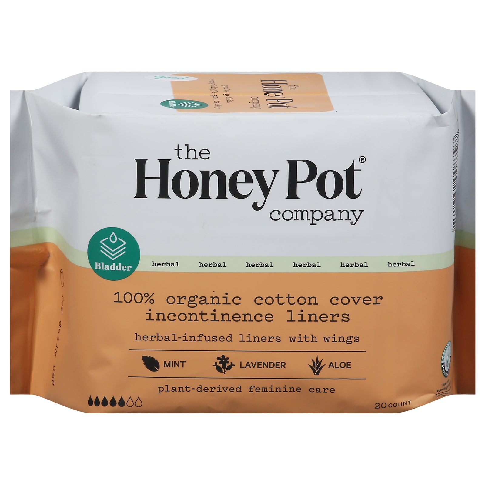The Honey Pot Incontinence Panty Liners Herbal, 20 ct
