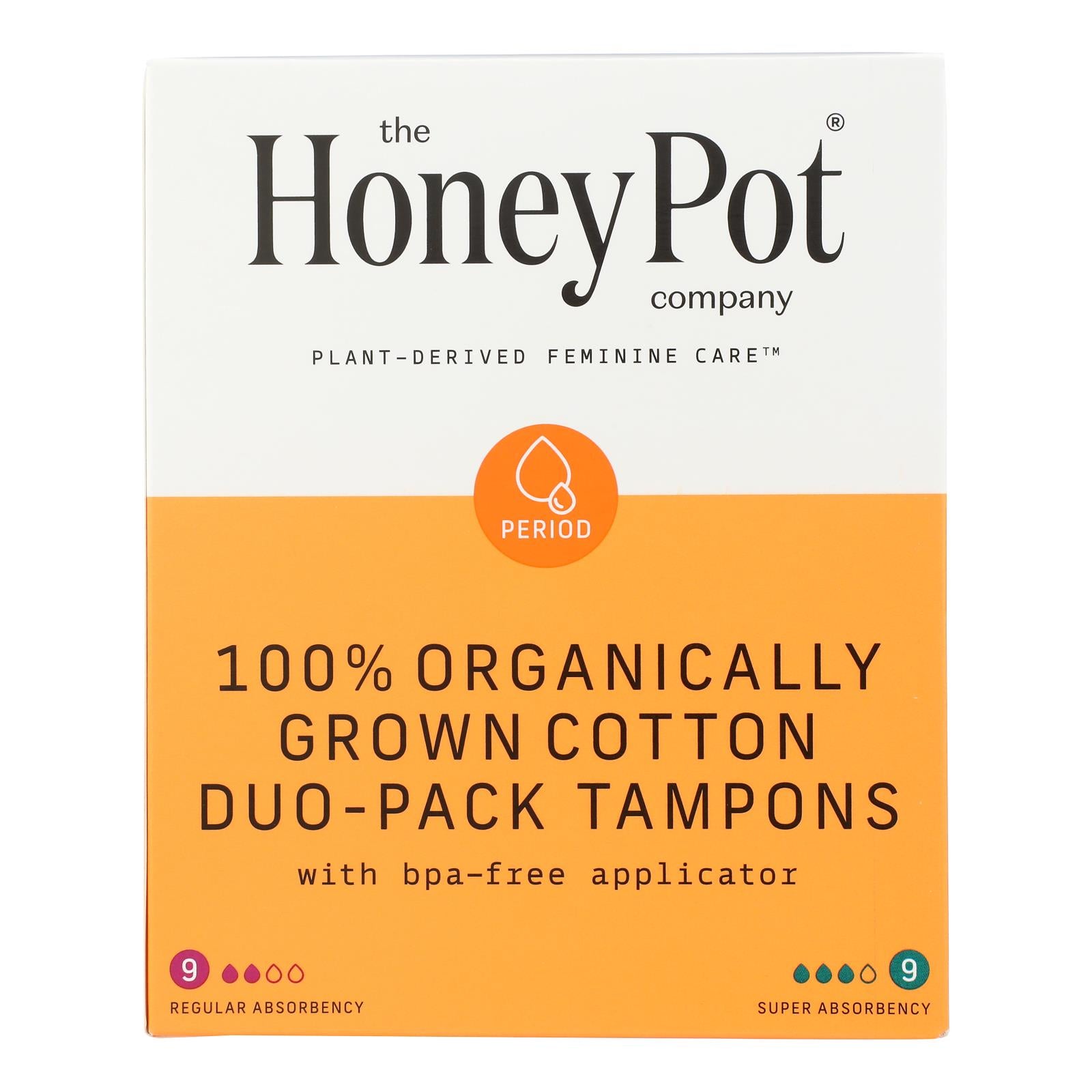 The Honey Pot Duo-pack Tampon BPA-free Applicator Unscented, 18 ct