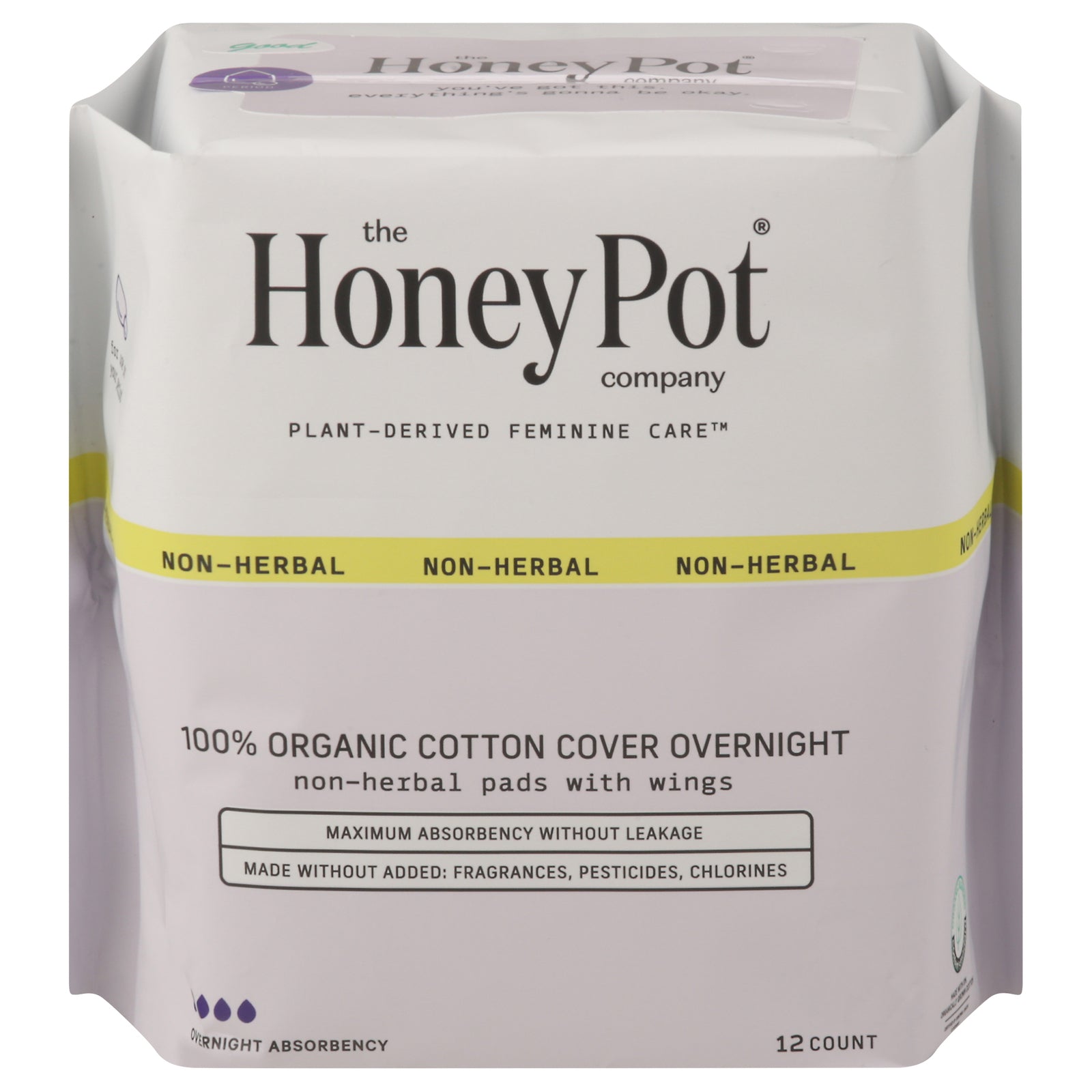The Honey Pot Menstrual Pads Overnight Nonherbal, 12 ct