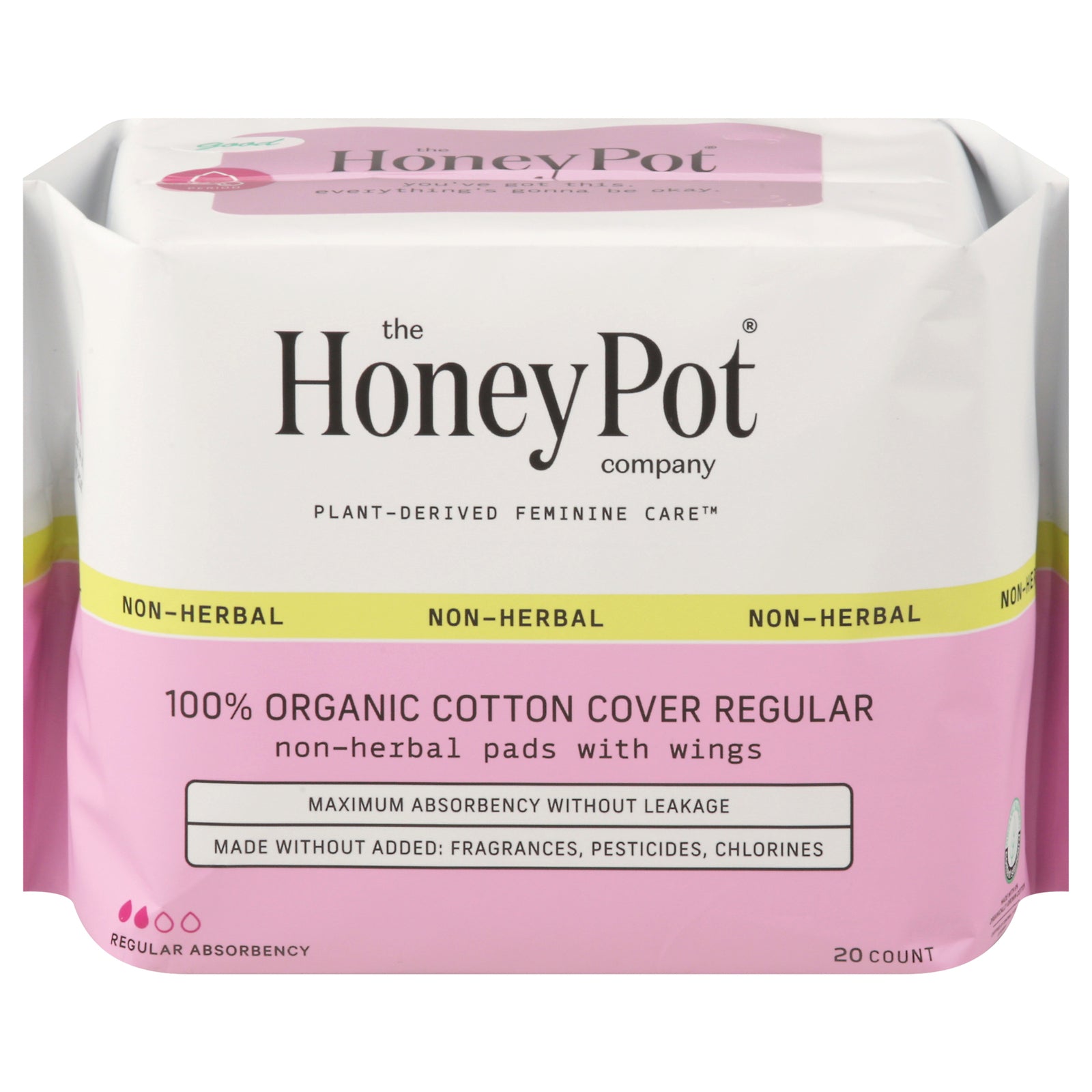 The Honey Pot Menstrual Pads Regular Nonherbal, 20 ct