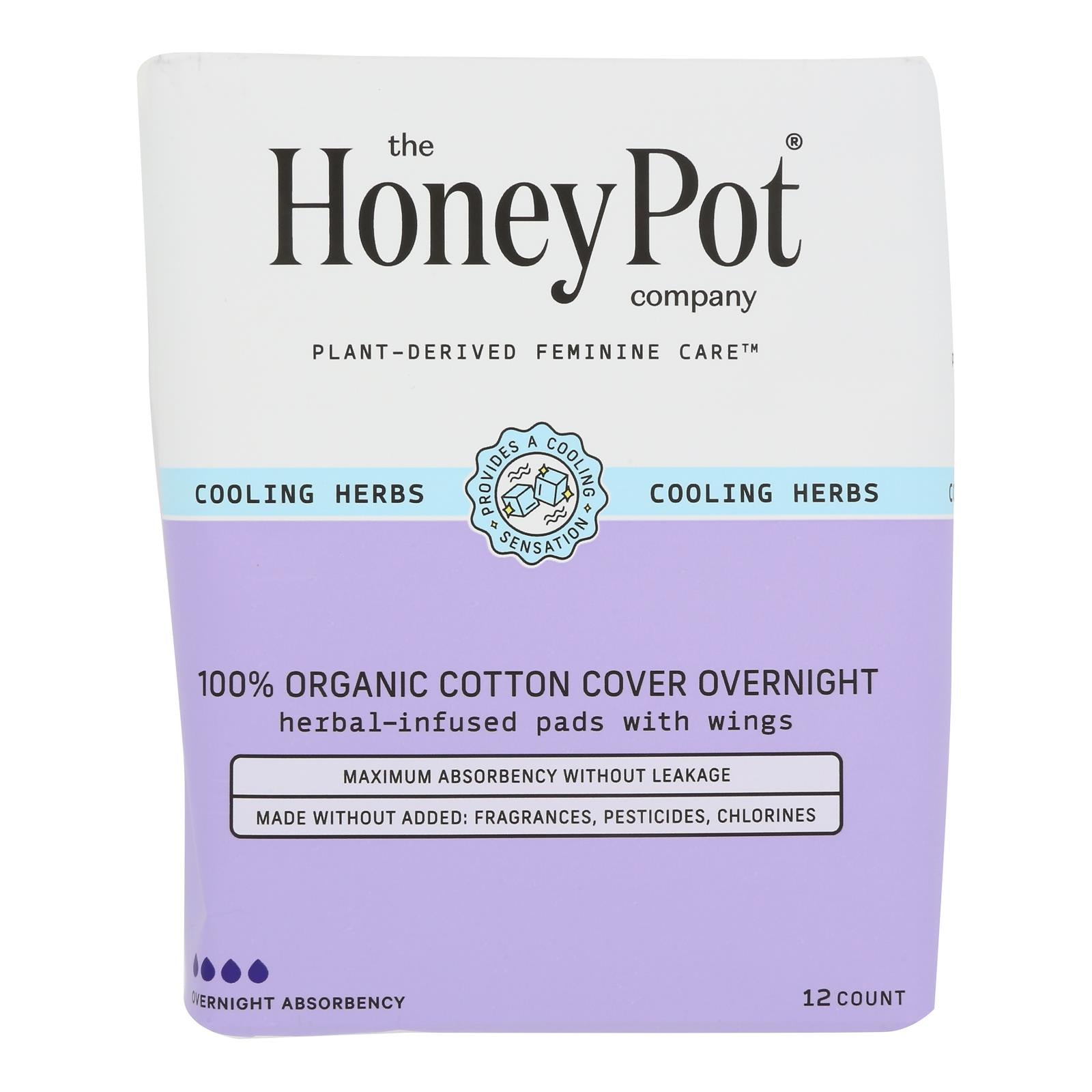 The Honey Pot Postpartum Herbal Pads, Organic, 12 ct