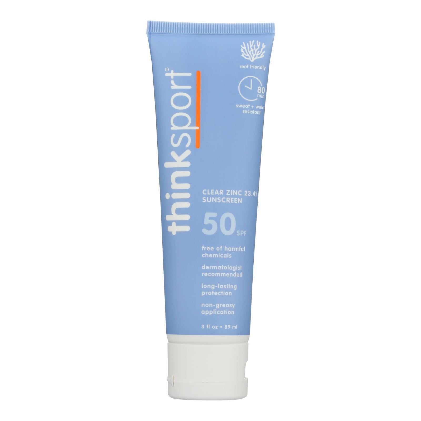 Thinksport SPF 50 Clear Zinc Sunscreen, 3 oz.