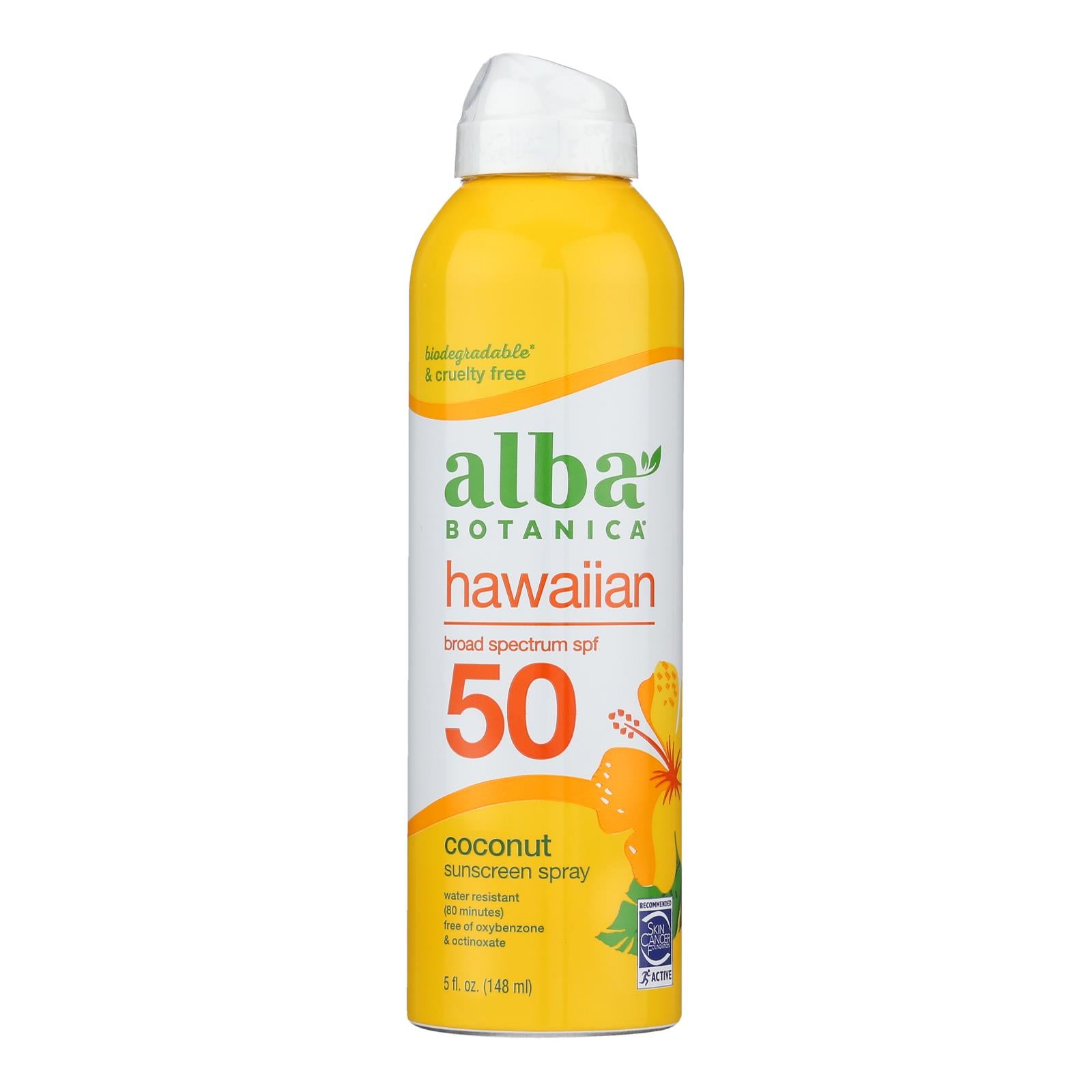 Alba Botanica Sunscreen Spray SPF 50, Coconut, 5 oz.