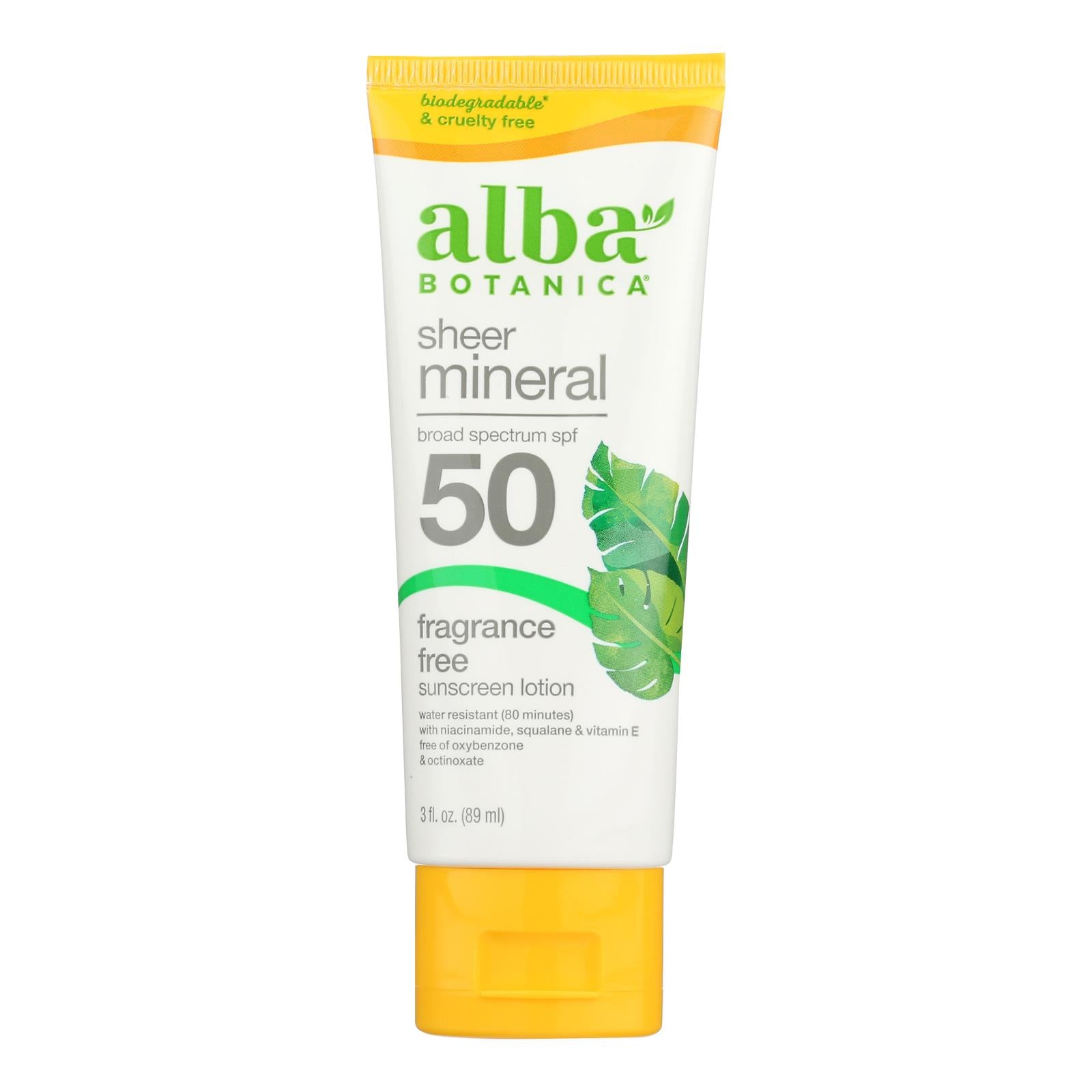 Alba Botanica - Sunscreen Lotion Mineral Formula SPF 50, 3 oz.