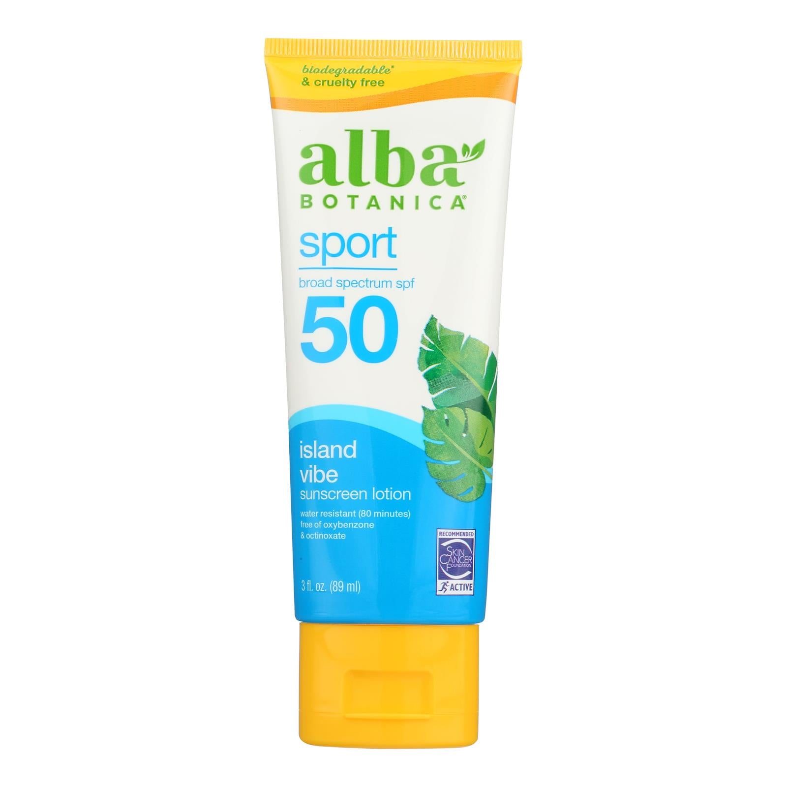 Alba Botanica - Sunscreen Lotion Sport SPF 50, 3 oz