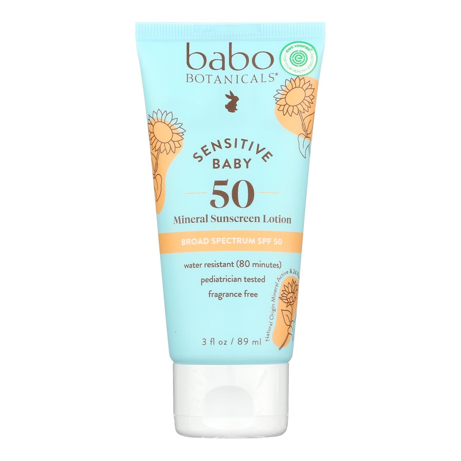 Babo Botanicals Baby Mineral Sunscreen SPF 50, 3 oz.