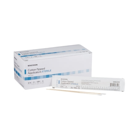 McKesson 6" Sterile Swabstick, Cotton Tip Wood Shaft, 100 ct.