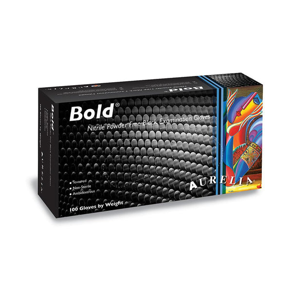 BOLD Nitrile Gloves Black, Large, Non Latex Case of 1000