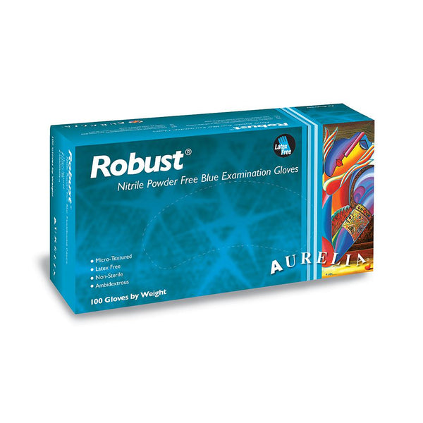 ROBUST Nitrile Gloves Blue Soft (Large) (Non Latex) 4.5mm Thickness 100 Gloves/Box