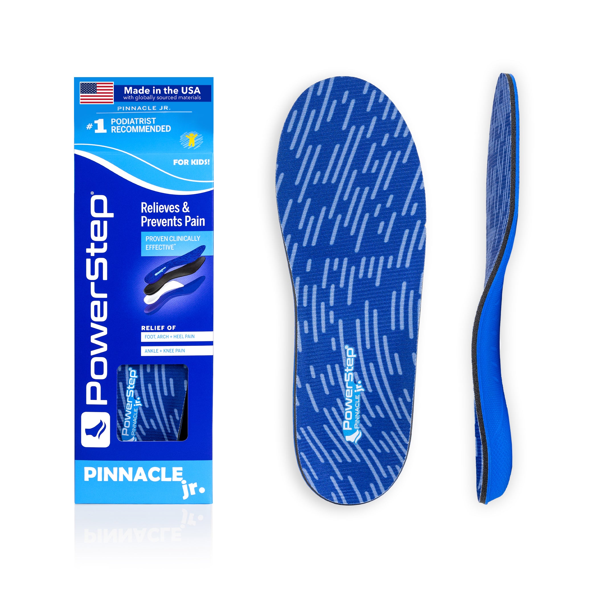 PowerStep Pinnacle Junior Insoles, Children's Pain Relief Shoe Insert