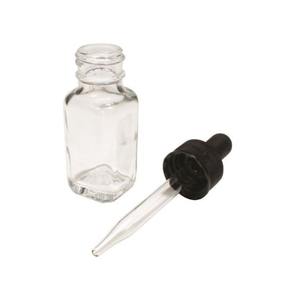 Bottles With Dropper, Square, Flint Glass, 0.5oz - BDFSQ-0.5OZ