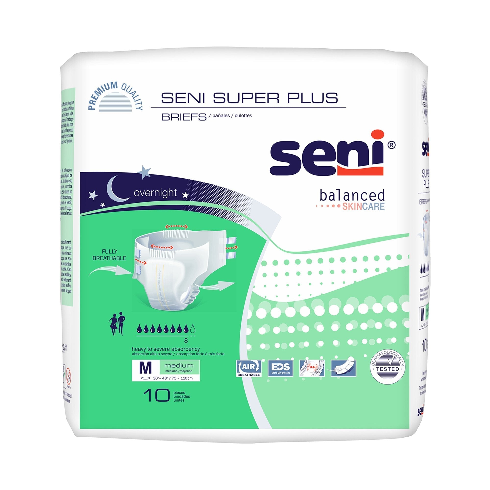 Seni® Super Plus Heavy to Severe Absorbency Incontinence Brief, Medium, 10 ct