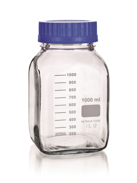 Media Bottle, Wide Mouth, Square, 1000ml - BSWM1000