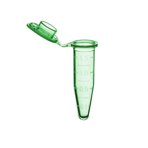 Microtube w/ cap- 1.5ml- green- w/ self-standing & Stop-Pops- 500/pk-C2000-G
