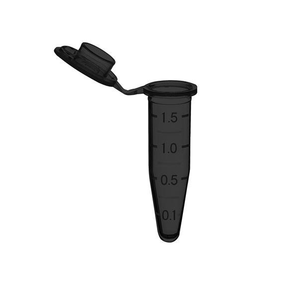 Microtube w/ cap- 1.5ml- opaque black- w/ self-standing bag & Stop-Pops- 500/pk-C2000-OB