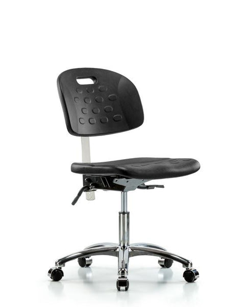 Class 10 Newport Industrial Polyurethane Clean Room Chair - Desk Height with Casters in Black Polyurethane - CLR-HPDHCH-CR-T0-A0-CC-BLK