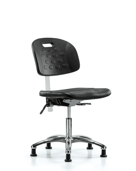 Class 10 Newport Industrial Polyurethane Clean Room Chair - Desk Height with Stationary Glides in Black Polyurethane - CLR-HPDHCH-CR-T0-A0-RG-BLK