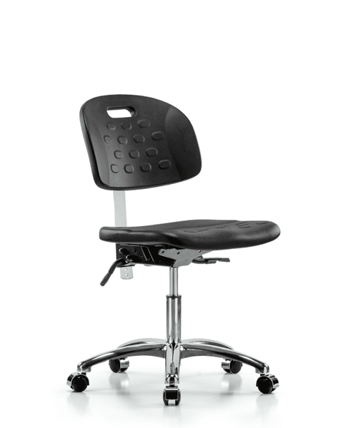 Class 100 Newport Industrial Polyurethane Clean Room Chair - Desk Height with Seat Tilt & Casters in Black Polyurethane - CLR-HPDHCH-CR-T1-A0-CC-BLK