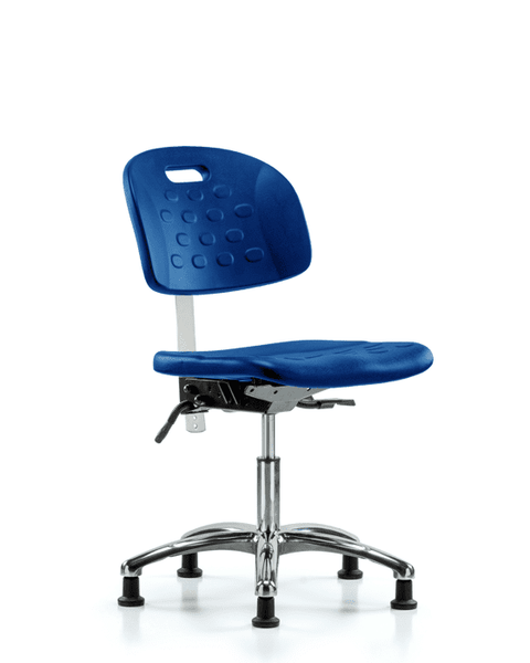 Class 100 Newport Industrial Polyurethane Clean Room Chair - Desk Height with Seat Tilt & Stationary Glides in Blue Polyurethane - CLR-HPDHCH-CR-T1-A0-RG-BLU