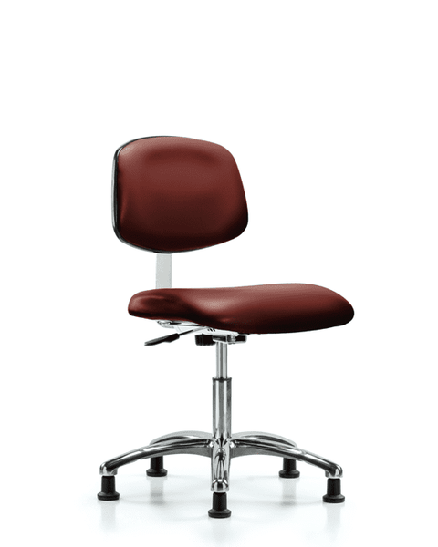 Class 10 Clean Room Vinyl Chair Chrome - Desk Height with Stationary Glides in Borscht Supernova Vinyl - CLR-VDHCH-CR-RG-8815