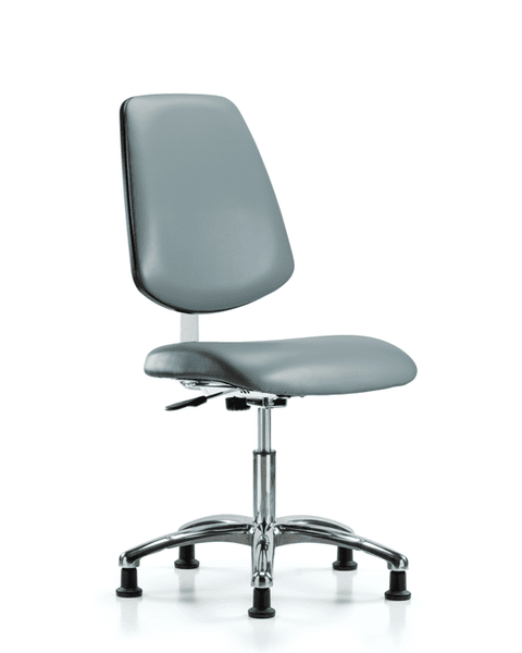 Class 10 Clean Room Vinyl Chair Chrome - Desk Height with Medium Back & Stationary Glides in Storm Supernova Vinyl - CLR-VDHCH-MB-CR-RG-8822