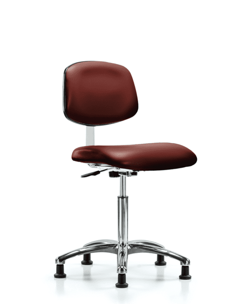 Class 10 Clean Room Vinyl Chair Chrome - Medium Bench Height with Stationary Glides in Borscht Supernova Vinyl - CLR-VMBCH-CR-NF-RG-8815