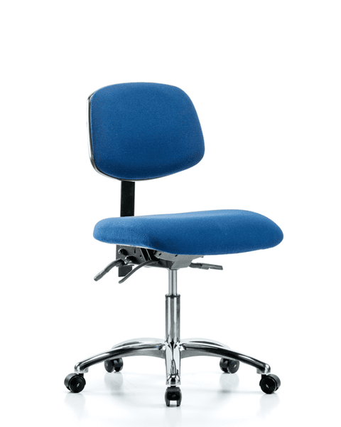 Fabric ESD Chair - Desk Height with ESD Casters in ESD Blue Fabric - ESD-FDHCH-CR-T0-A0-EC-ESDBLU