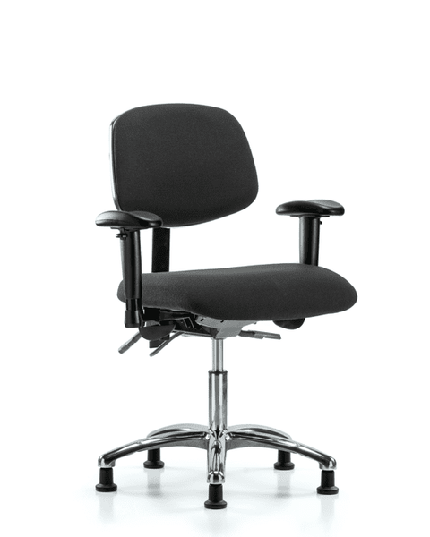 Fabric ESD Chair - Desk Height with Adjustable Arms & ESD Stationary Glides in ESD Black Fabric - ESD-FDHCH-CR-T0-A1-EG-ESDBLK