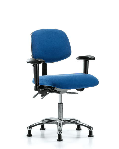 Fabric ESD Chair - Desk Height with Adjustable Arms & ESD Stationary Glides in ESD Blue Fabric - ESD-FDHCH-CR-T0-A1-EG-ESDBLU