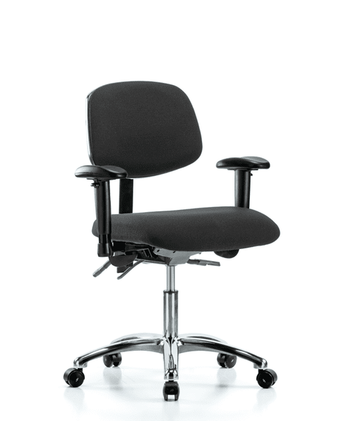 Fabric ESD Chair - Desk Height with Seat Tilt, Adjustable Arms, & ESD Casters in ESD Black Fabric - ESD-FDHCH-CR-T1-A1-EC-ESDBLK