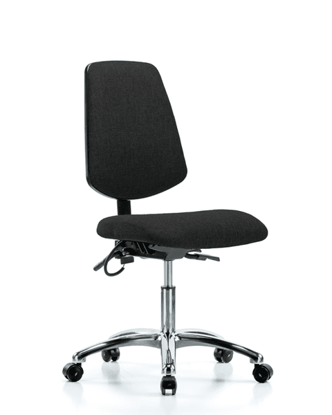 Fabric ESD Chair - Desk Height with Medium Back & ESD Casters in ESD Black Fabric - ESD-FDHCH-MB-CR-T0-A0-EC-ESDBLK