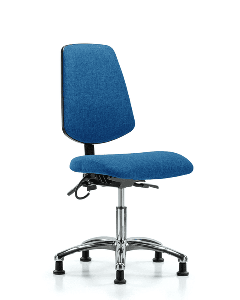Fabric ESD Chair - Desk Height with Medium Back & ESD Stationary Glides in ESD Blue Fabric - ESD-FDHCH-MB-CR-T0-A0-EG-ESDBLU