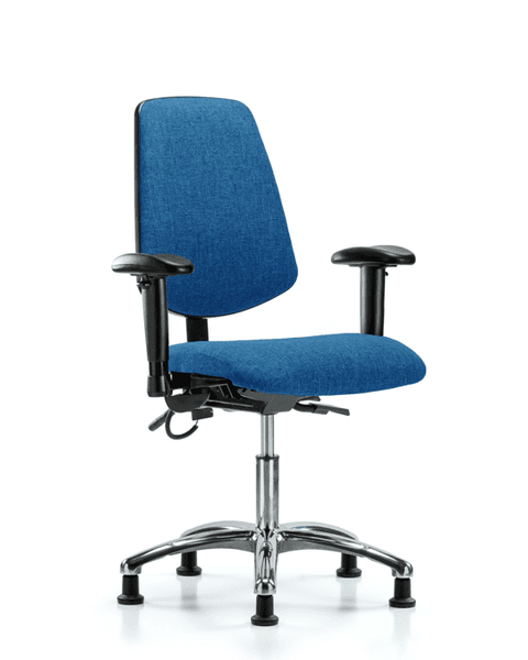 Fabric ESD Chair - Desk Height with Medium Back, Seat Tilt, Adjustable Arms, & ESD Stationary Glides in ESD Blue Fabric - ESD-FDHCH-MB-CR-T1-A1-EG-ESDBLU