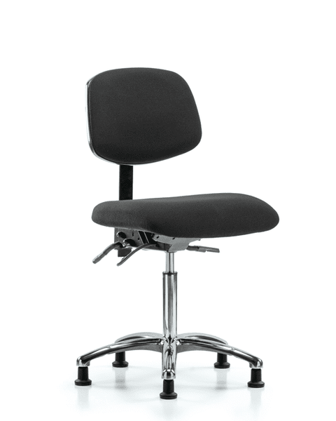 Fabric ESD Chair - Medium Bench Height with ESD Stationary Glides in ESD Black Fabric - ESD-FMBCH-CR-T0-A0-NF-EG-ESDBLK