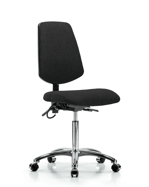 Fabric ESD Chair - Medium Bench Height with Medium Back & ESD Casters in ESD Black Fabric - ESD-FMBCH-MB-CR-T0-A0-NF-EC-ESDBLK