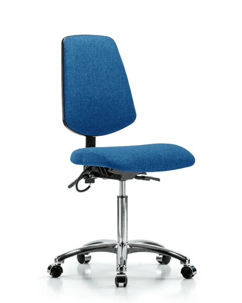 Fabric ESD Chair - Medium Bench Height with Medium Back & ESD Casters in ESD Blue Fabric - ESD-FMBCH-MB-CR-T0-A0-NF-EC-ESDBLU