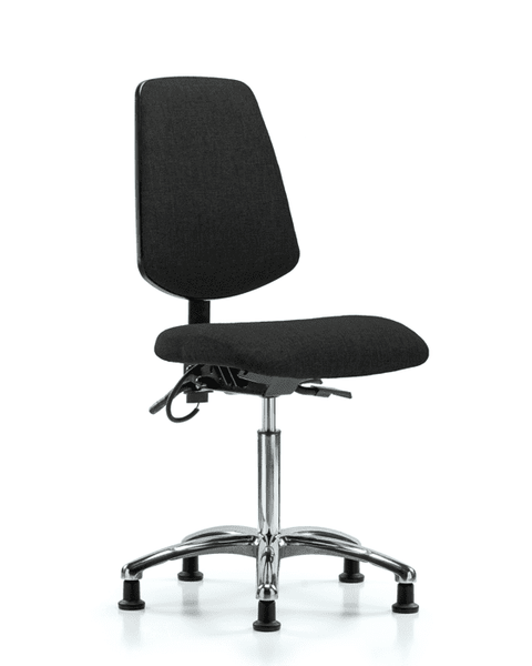 Fabric ESD Chair - Medium Bench Height with Medium Back & ESD Stationary Glides in ESD Black Fabric - ESD-FMBCH-MB-CR-T0-A0-NF-EG-ESDBLK