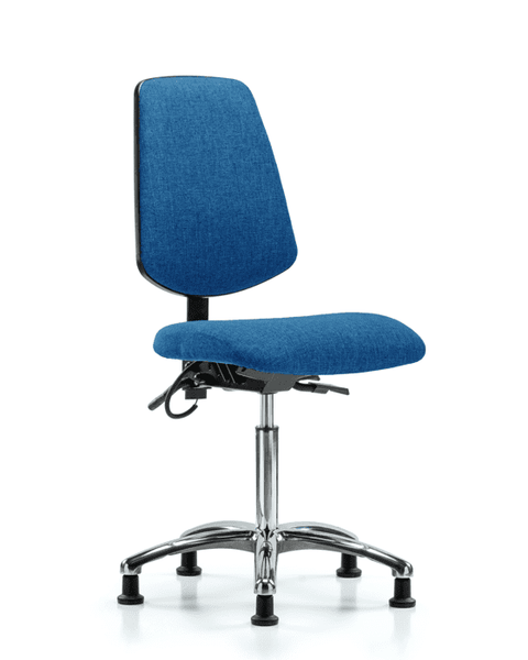 Fabric ESD Chair - Medium Bench Height with Medium Back & ESD Stationary Glides in ESD Blue Fabric - ESD-FMBCH-MB-CR-T0-A0-NF-EG-ESDBLU