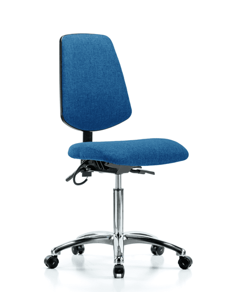 Fabric ESD Chair - Medium Bench Height with Medium Back, Seat Tilt, & ESD Casters in ESD Blue Fabric - ESD-FMBCH-MB-CR-T1-A0-NF-EC-ESDBLU