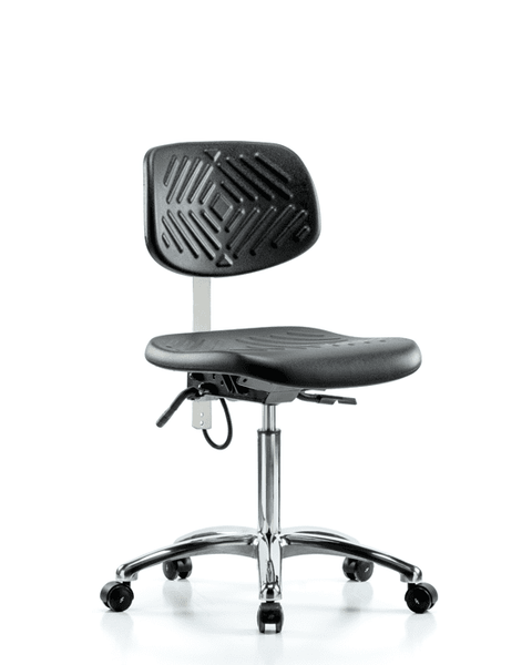Polyurethane ESD Chair - Medium Bench Height with Seat Tilt & ESD Casters - ESD-PMBCH-CR-T1-A0-NF-EC