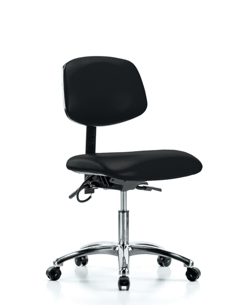 Vinyl ESD Chair - Desk Height with ESD Casters in ESD Black Vinyl - ESD-VDHCH-CR-T0-A0-EC-ESDBLK