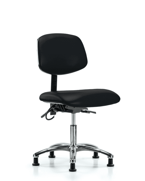 Vinyl ESD Chair - Desk Height with ESD Stationary Glides in ESD Black Vinyl - ESD-VDHCH-CR-T0-A0-EG-ESDBLK
