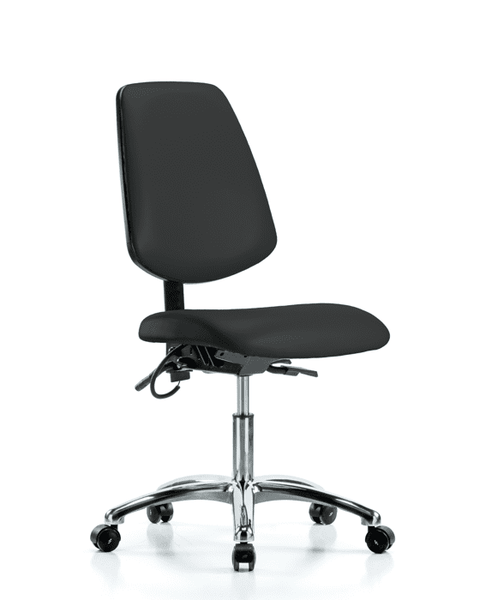 Vinyl ESD Chair - Desk Height with Medium Back & ESD Casters in ESD Black Vinyl - ESD-VDHCH-MB-CR-T0-A0-EC-ESDBLK