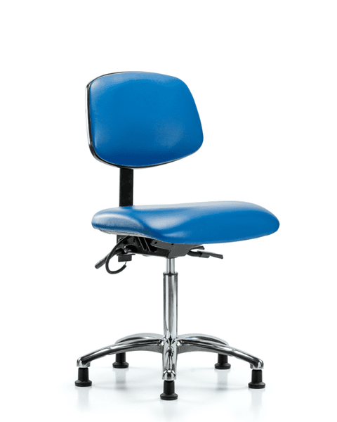 Vinyl ESD Chair - Medium Bench Height with ESD Stationary Glides in ESD Blue Vinyl - ESD-VMBCH-CR-T0-A0-NF-EG-ESDBLU