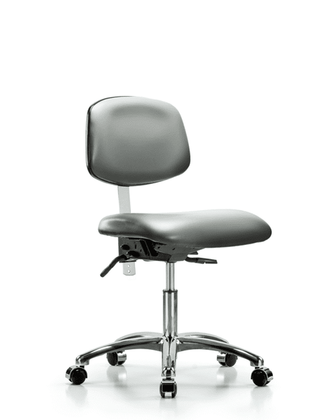 Class 100 Vinyl Clean Room Chair - Desk Height with Casters in Sterling Supernova Vinyl - NCR-VDHCH-CR-T0-A0-CC-8840