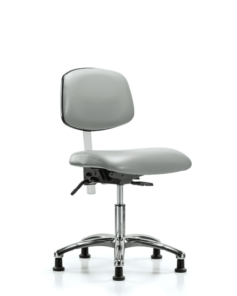 Class 100 Vinyl Clean Room Chair - Desk Height with Stationary Glides in Dove Trailblazer Vinyl - NCR-VDHCH-CR-T0-A0-RG-8567