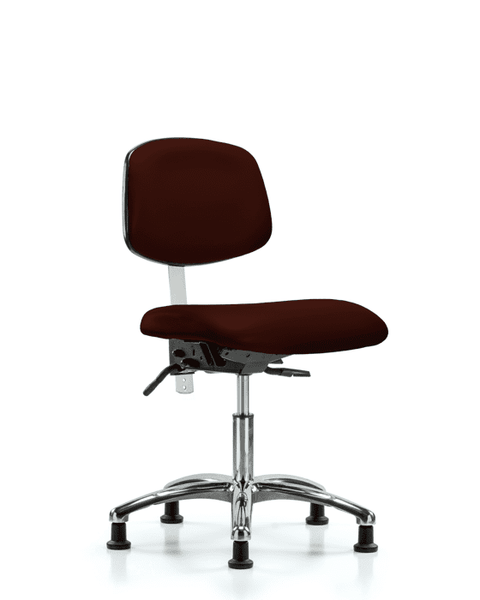 Class 100 Vinyl Clean Room Chair - Desk Height with Stationary Glides in Burgundy Trailblazer Vinyl - NCR-VDHCH-CR-T0-A0-RG-8569