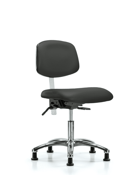 Class 100 Vinyl Clean Room Chair - Desk Height with Stationary Glides in Charcoal Trailblazer Vinyl - NCR-VDHCH-CR-T0-A0-RG-8605