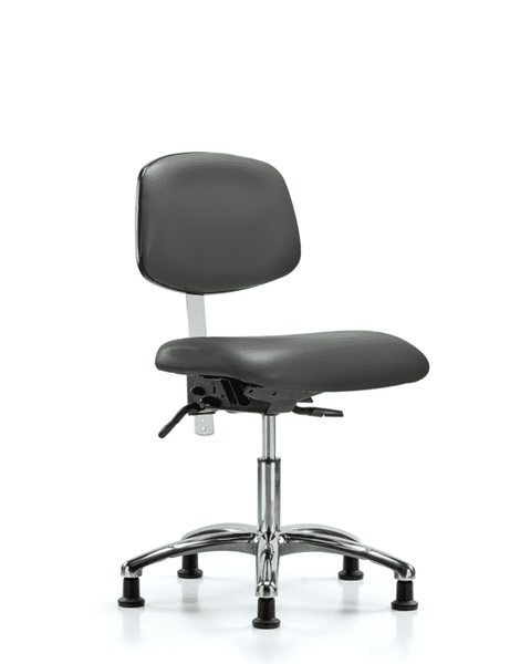 Class 100 Vinyl Clean Room Chair - Desk Height with Stationary Glides in Carbon Supernova Vinyl - NCR-VDHCH-CR-T0-A0-RG-8823